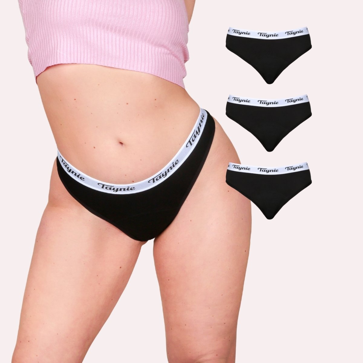 3er Pack Periodenunterwäsche Taynie Active extra stark schwarz Curvy