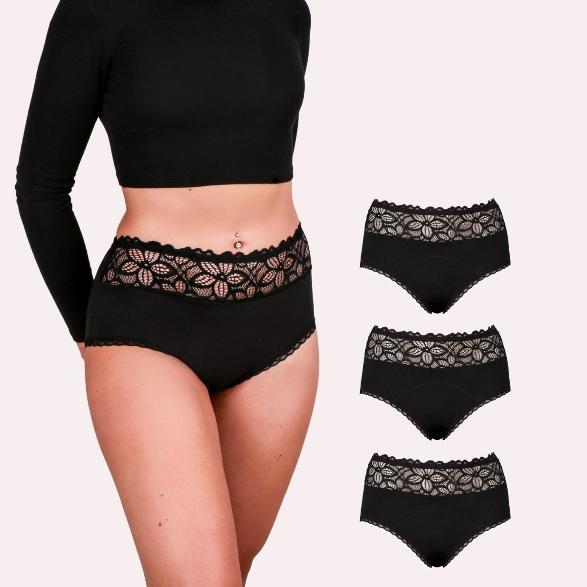 3er Pack Periodenunterwäsche Taynie Deluxe Organic schwarz Alles Produkte