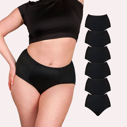 6er Pack Periodenunterwäsche Taynie Highwaist ultra schwarz Curvy